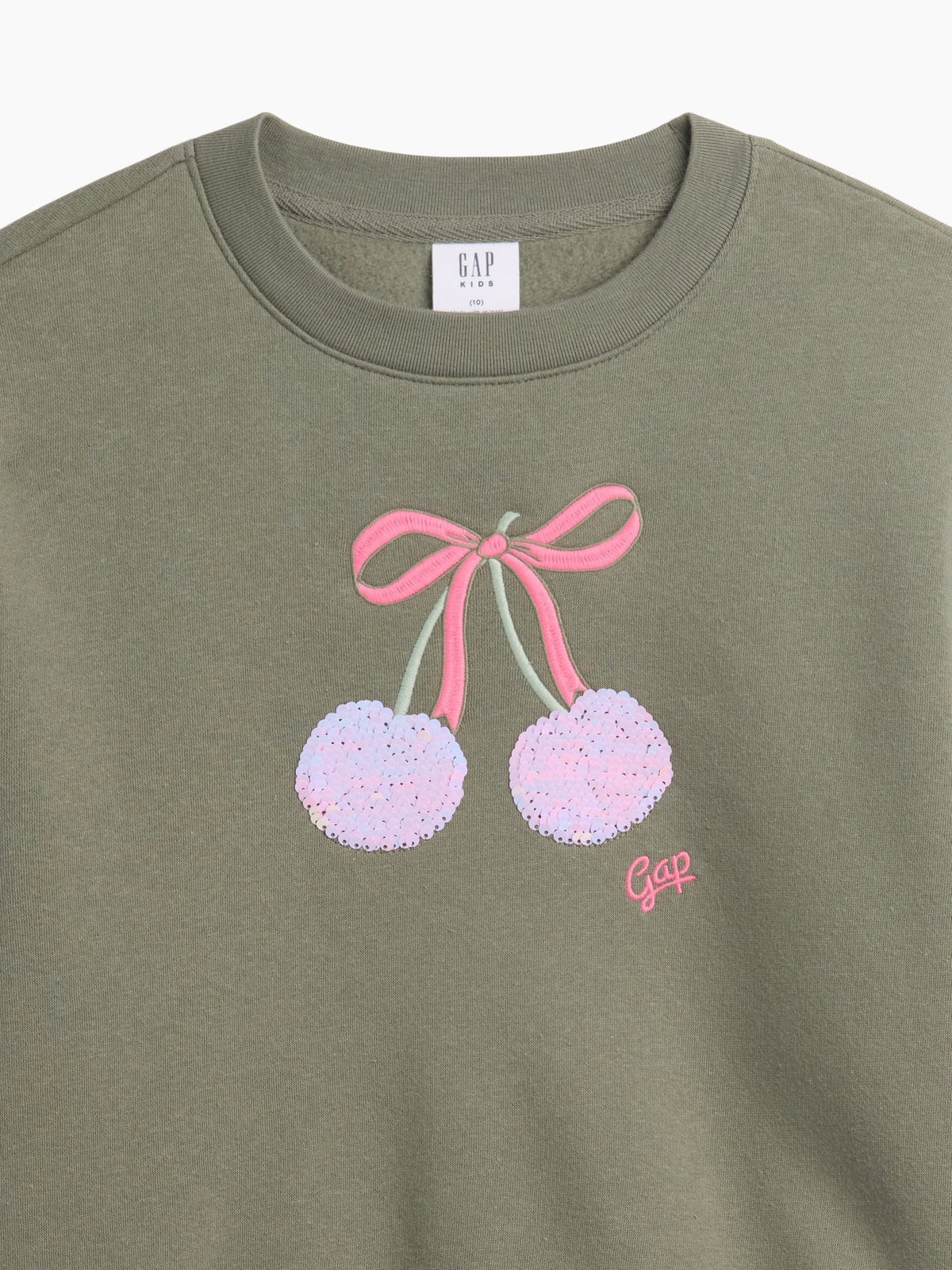 Haki Relaxed Wedge Bisiklet Yaka Sweatshirt