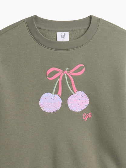 Haki Relaxed Wedge Bisiklet Yaka Sweatshirt