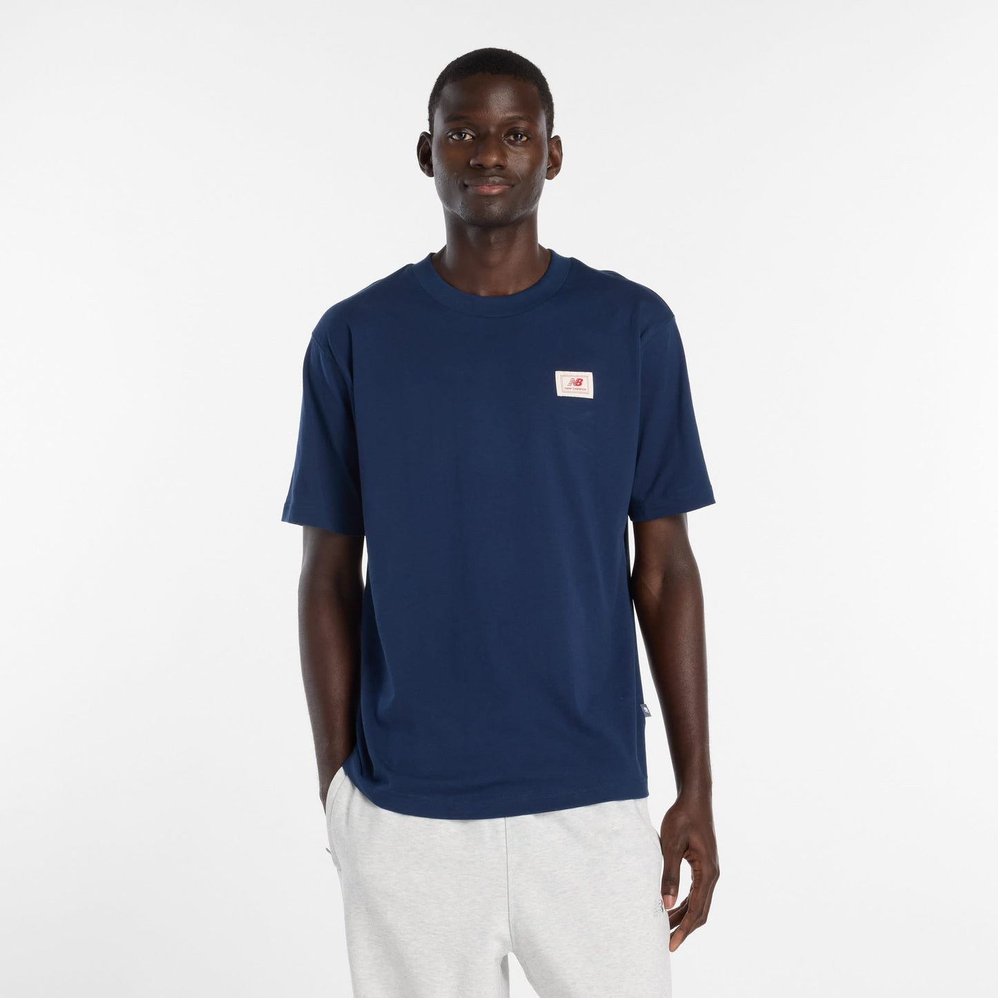 New Balance Woven Label Erkek Mavi T-shirt
