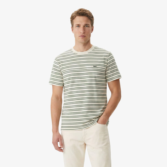 Lacoste Erkek Classic Fit Polo Yaka Çizgili Yeşil T-shirt
