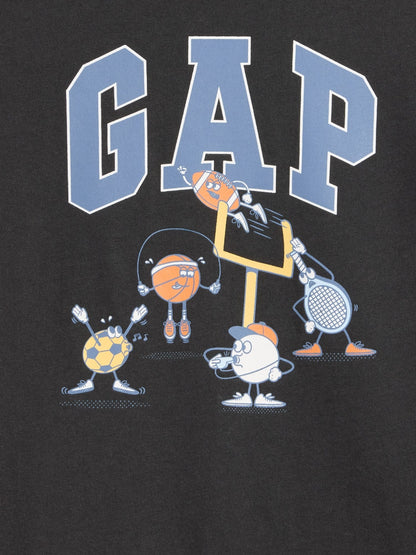 Siyah Grafik Baskılı T-shirt