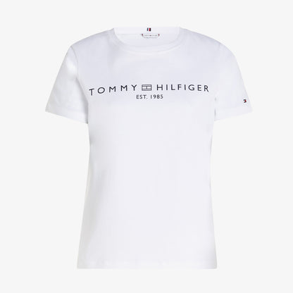 Tommy Hilfiger Corp Logo Kadın Beyaz Crop T-shirt