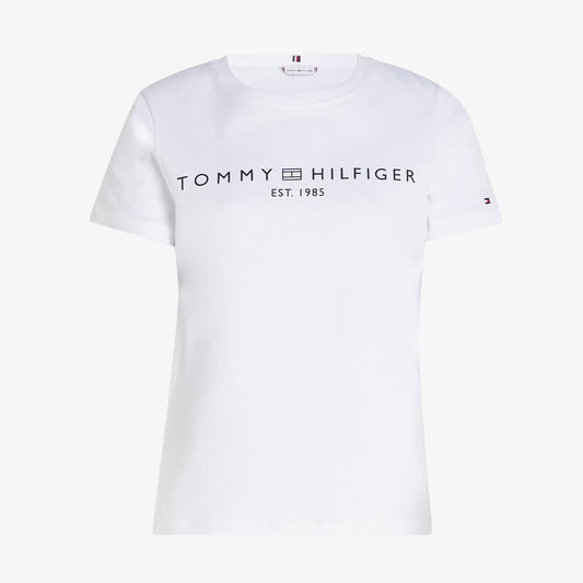 Tommy Hilfiger Corp Logo Kadın Beyaz Crop T-shirt