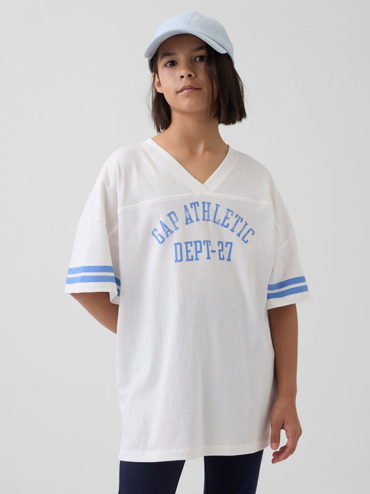 Beyaz Oversized Gap Athletic Logo Jersey T-shirt