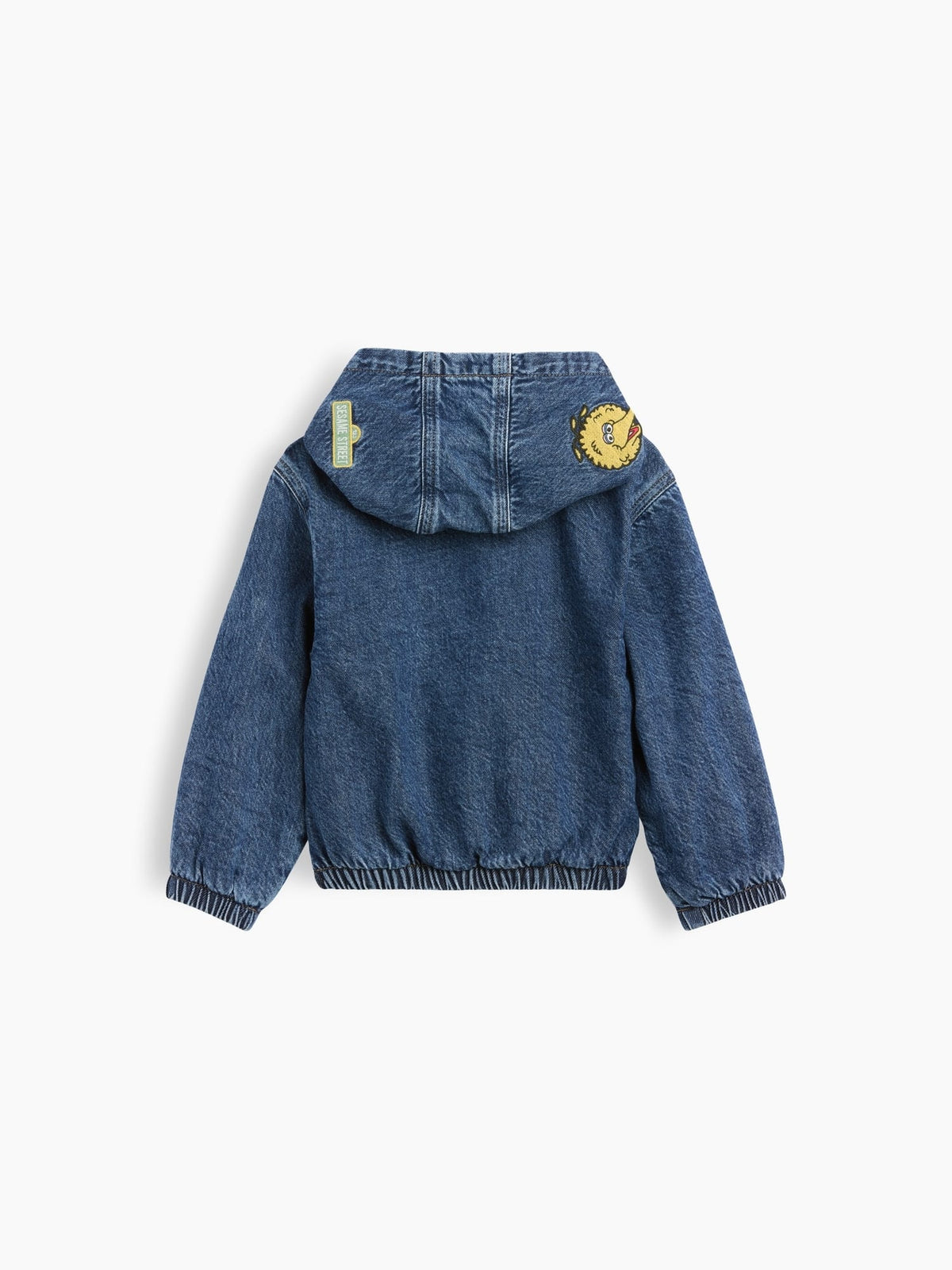 Koyu Mavi Sesame Street Denim Kapüşonlu Ceket