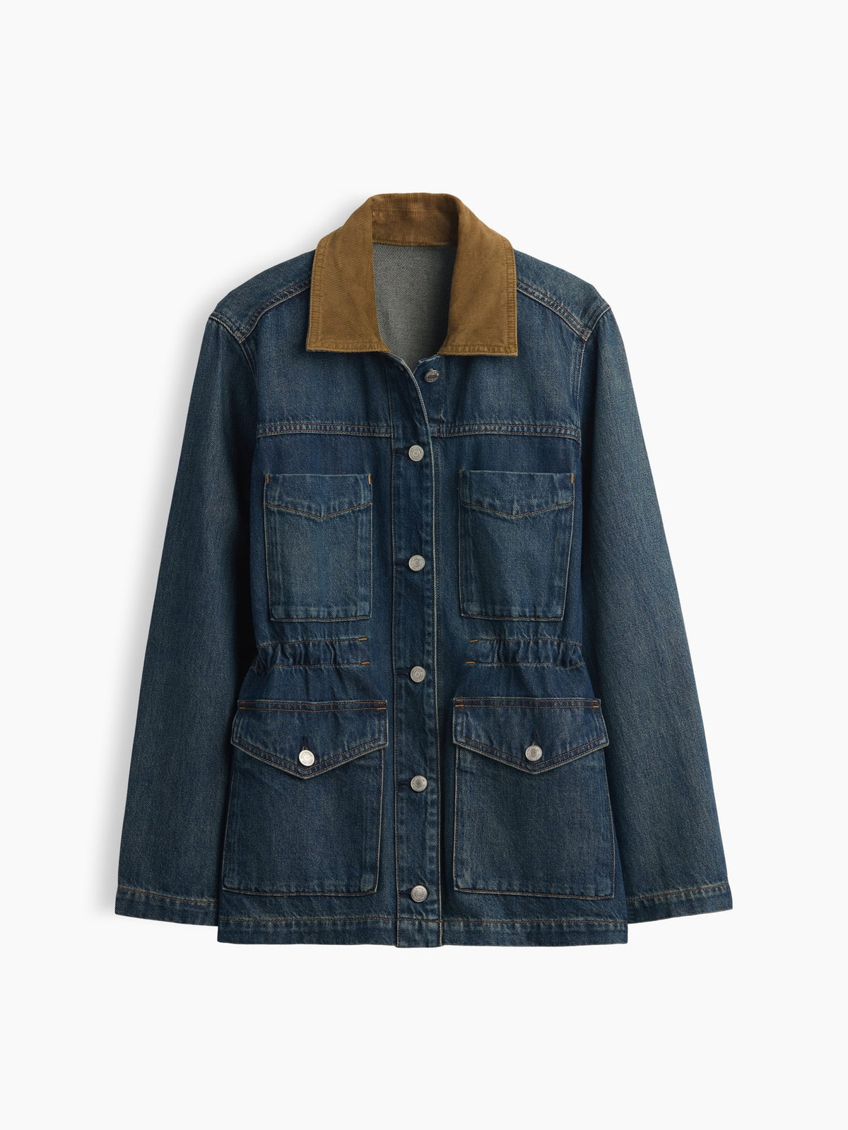 Koyu Mavi Belden Bağlamalı Denim Chore Ceket