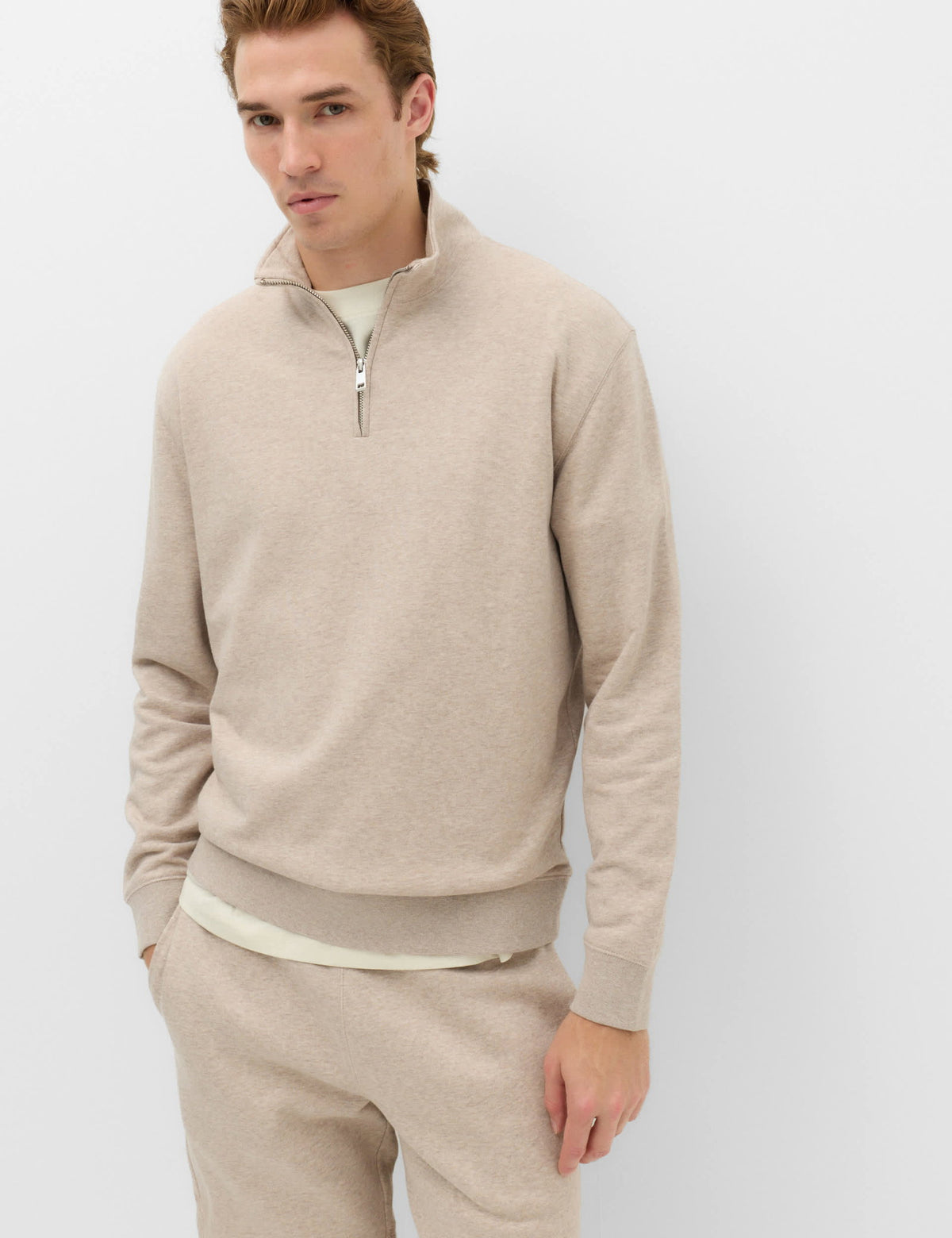 Pamuk Karışımlı Yarım Fermuarlı Sweatshirt