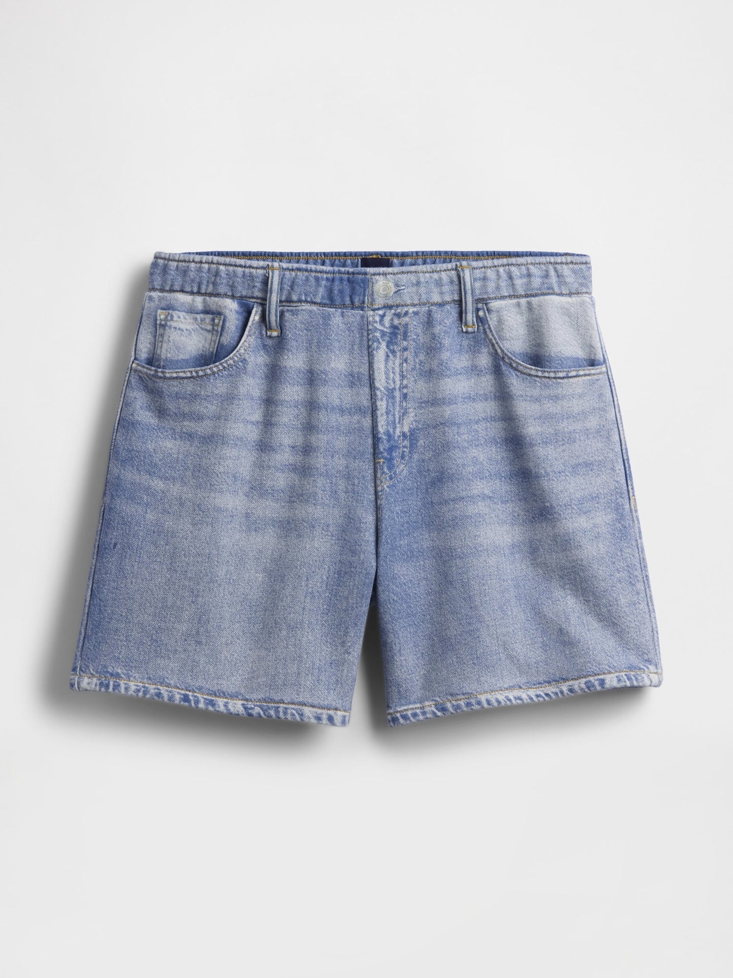 Açık Mavi 5 Mid Rise Baskılı Tknit Denim Easy Şort