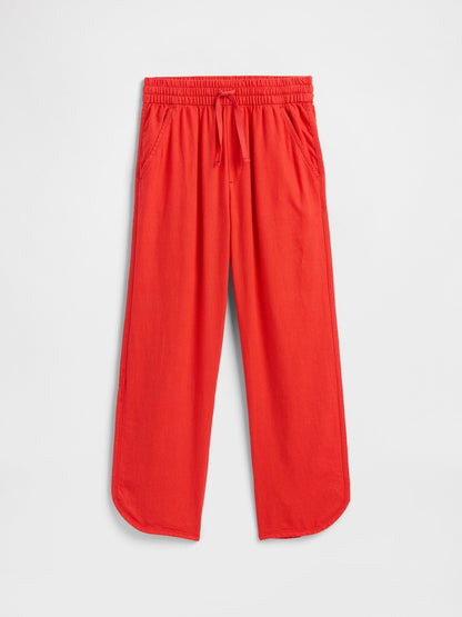 Kırmızı Pull-on Keten Karışımlı Pantolon
