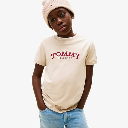 Tommy Hilfiger Monotype Print Graphic Çocuk Bej T-shirt