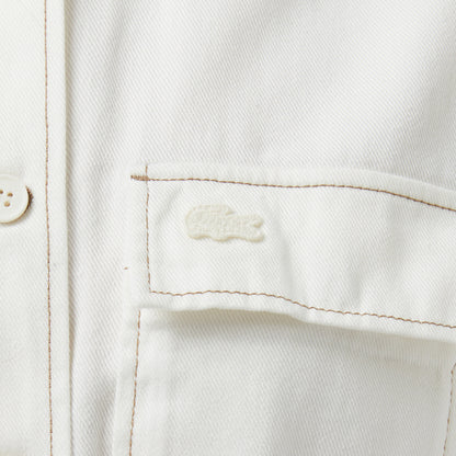 Lacoste Kadın Flare Fit Kısa Kollu Krem Elbise