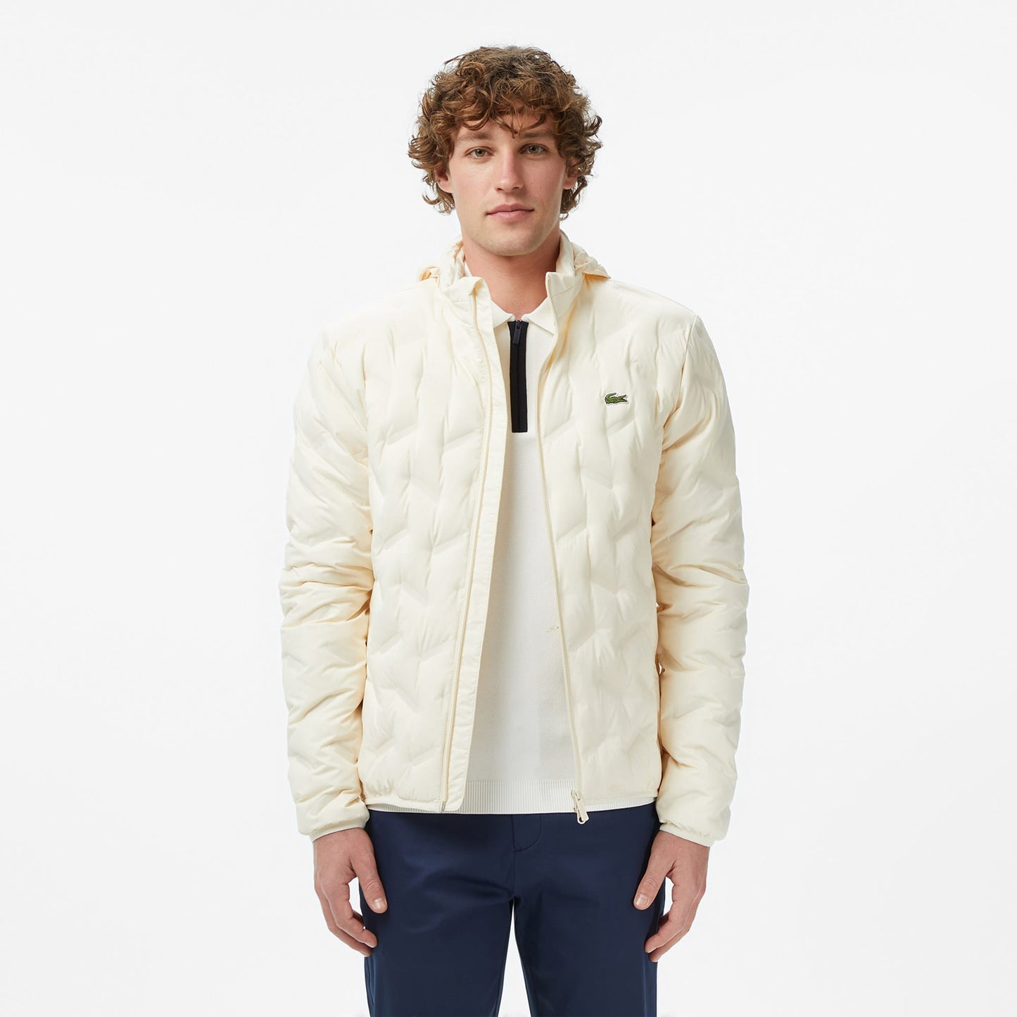 Lacoste Erkek Regular Fit Dik Yaka Kapitone Bej Mont