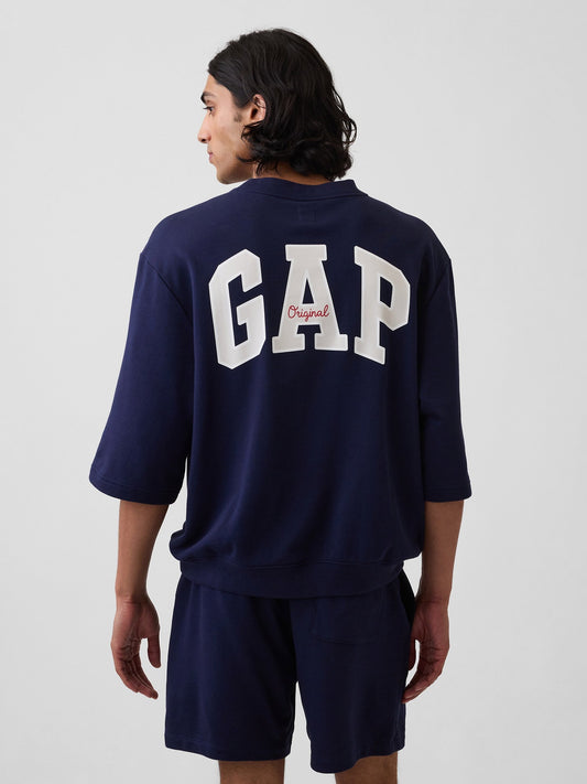 Lacivert Oversized Gap Logo Fransız Havlu Kumaş T-shirt