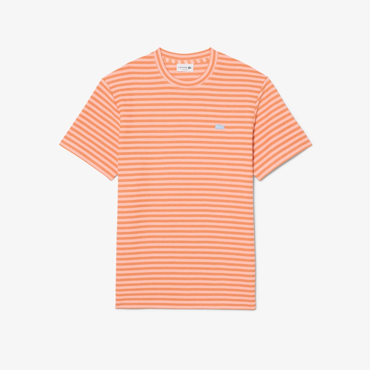 Lacoste Erkek Classic Fit Bisiklet Yaka Çizgili Turuncu T-shirt