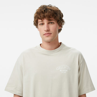 Calvin Klein Relaxed 16s Jersey Embossed Erkek Bej T-shirt
