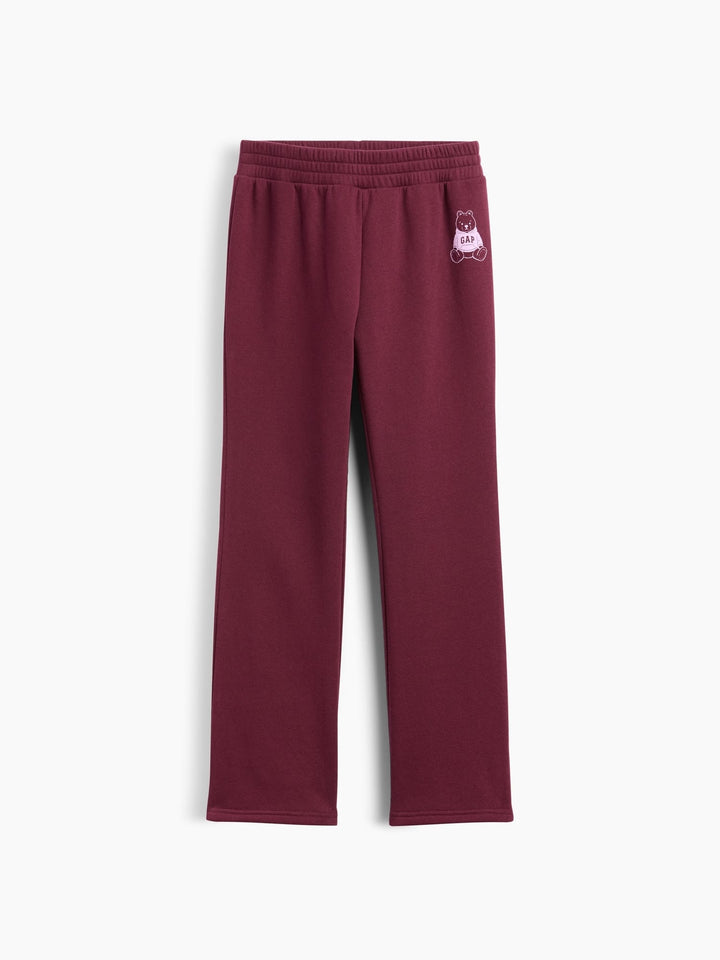 Koyu Kırmızı Grafik Baskılı Bootcut Eşofman Altı