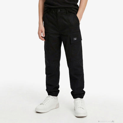 Calvin Klein Co Sateen Cargo Çocuk Siyah Pantolon