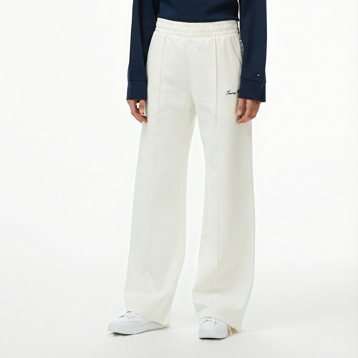 Tommy Hilfiger Script Straight Pique Kadın Beyaz Eşofman Altı