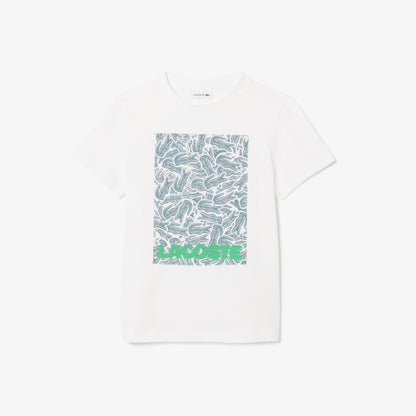 Lacoste Çocuk Bisiklet Yaka Baskılı Beyaz T-shirt