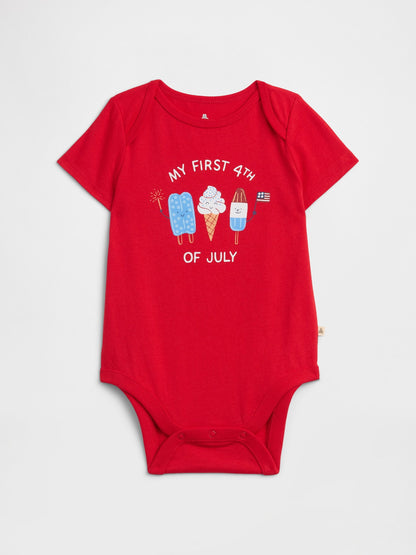 Kırmızı Grafik Baskılı Bodysuit
