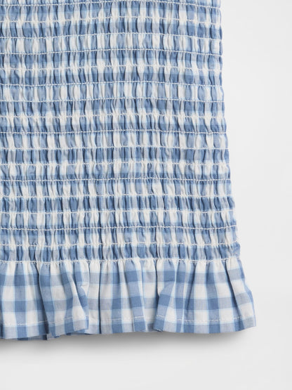 Lacivert Smocked Peplum Bluz