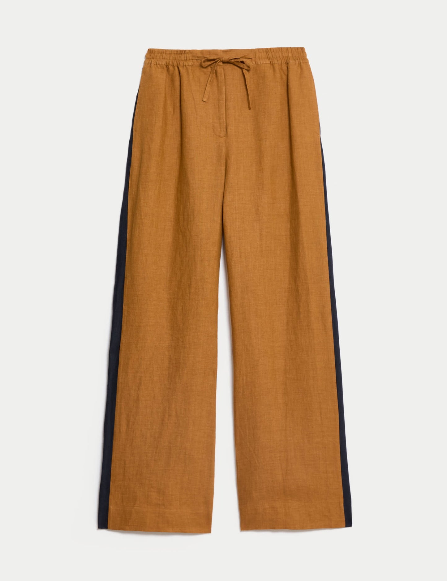 Jaeger Saf Keten Şerit Detaylı Wide Leg Pantolon