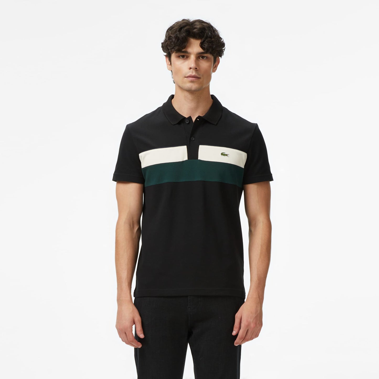 Lacoste Erkek Regular Fit Renk Bloklu Siyah Polo