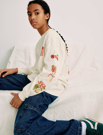 Desenli Pamuklu Sweatshirt