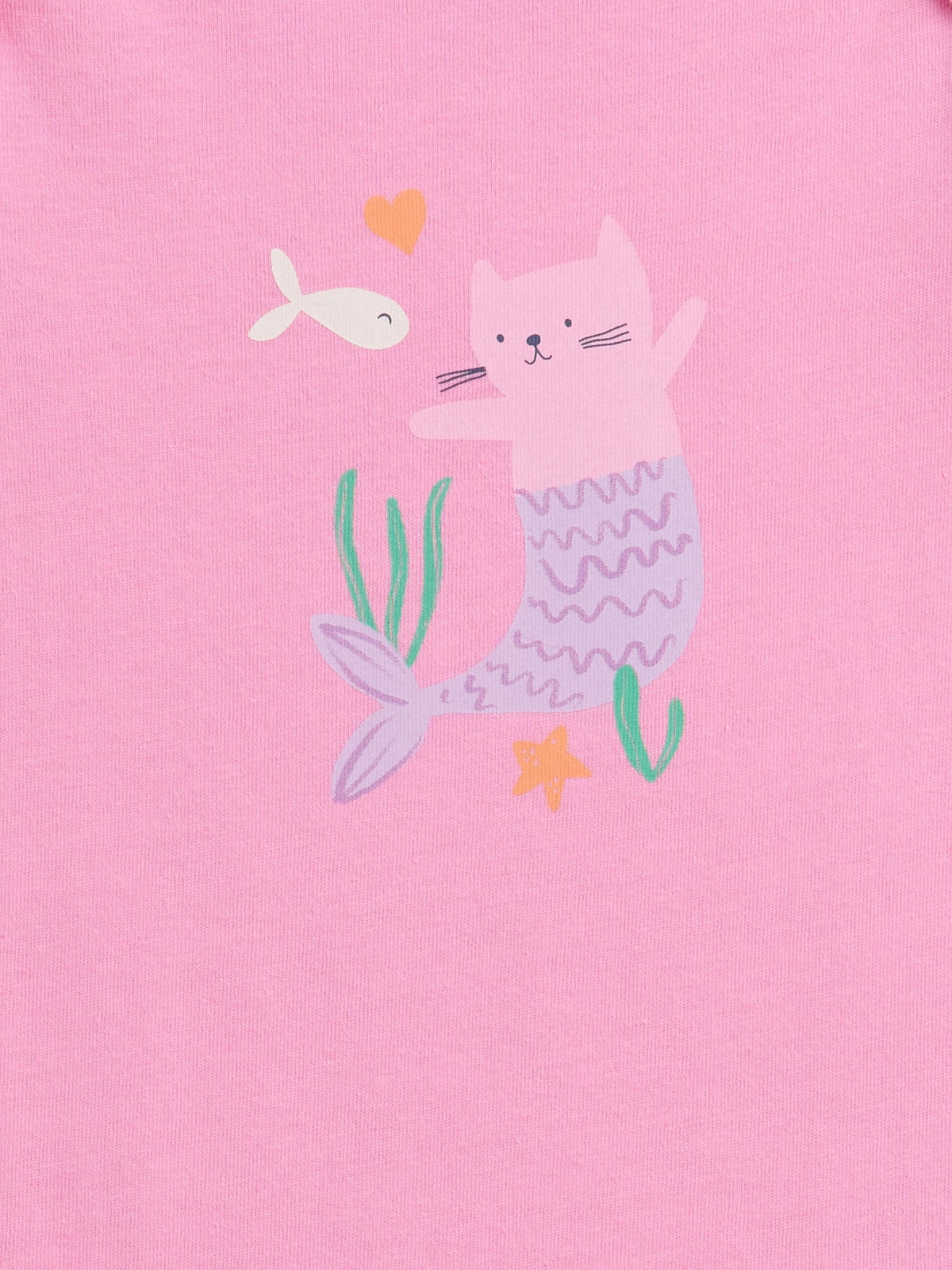 Pembe Grafik Baskılı Bodysuit