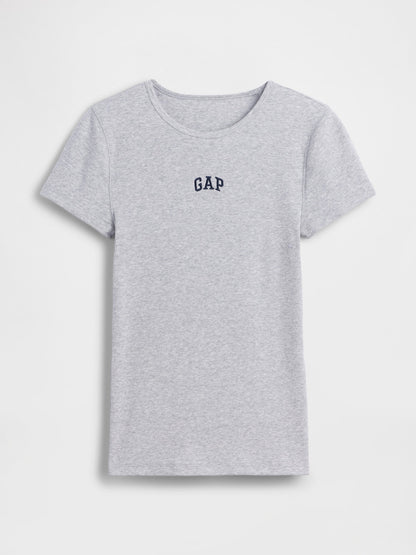 Gri Modern Fitilli Gap Logo T-shirt