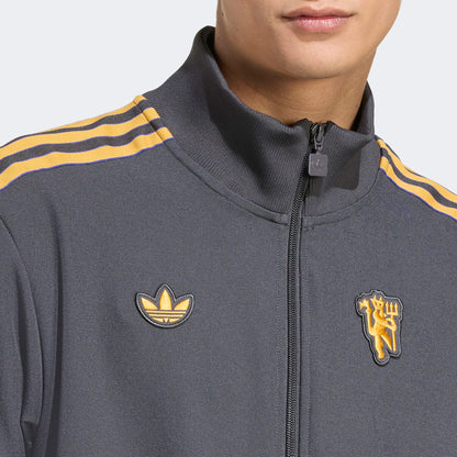 Adidas Manchester United Terrace Icons Erkek Koyu Gri Fermuarlı Sweatshirt