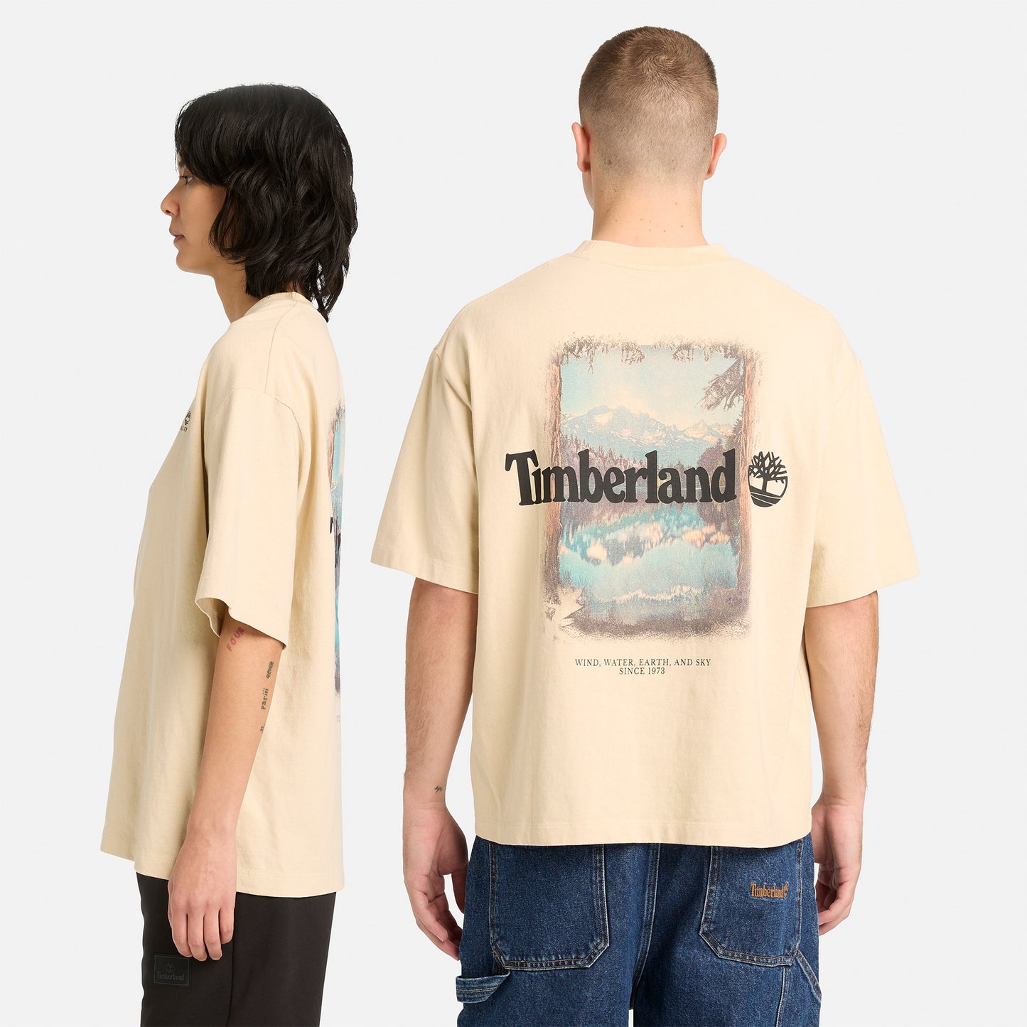 Timberland Outdoor Photo Back Graphic Erkek Gri T-shirt