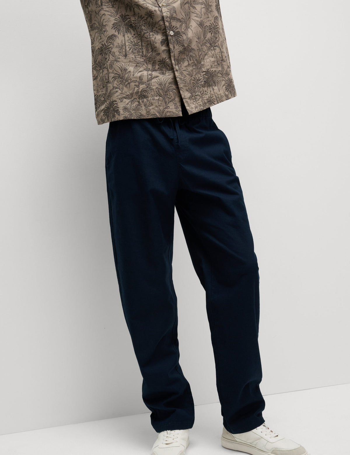 Loose Fit Pamuk Keten Karışımlı Pantolon