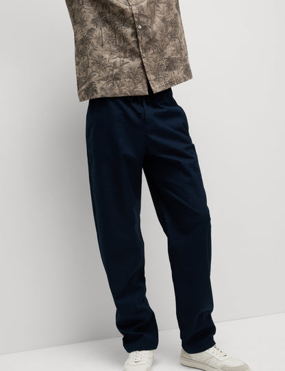 Loose Fit Pamuk Keten Karışımlı Pantolon