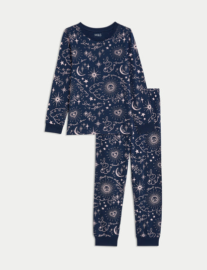 Saf Pamuklu Desenli Pijama Takımı (7-14 Yaş)
