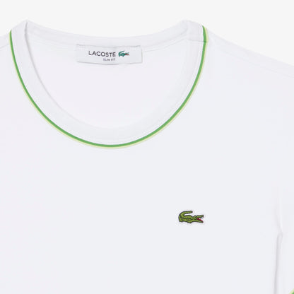 Lacoste Kadın Slim Fit Bisiklet Yaka Beyaz T-shirt