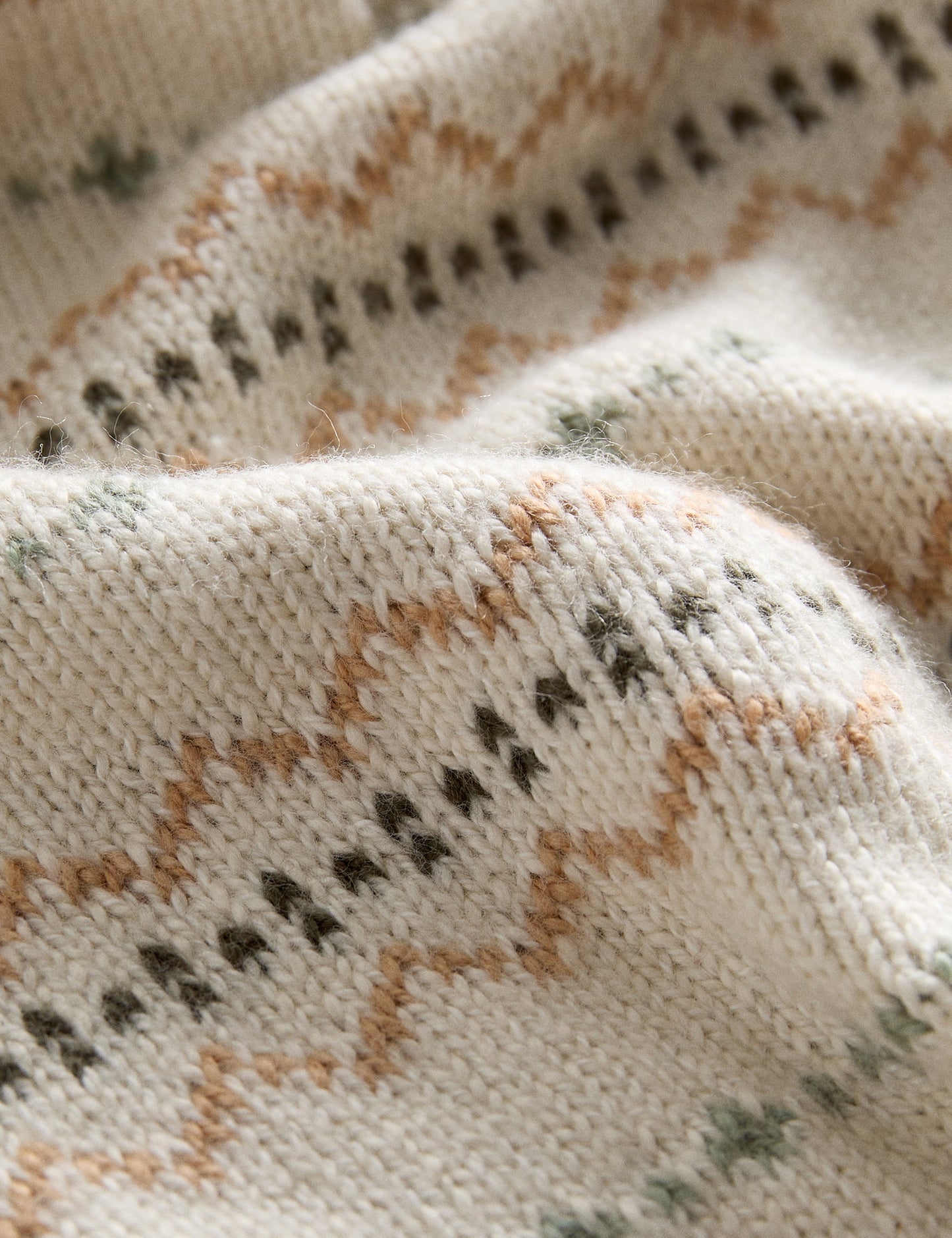 Saf Pamuk Karışımlı Fair Isle Desenli Şal