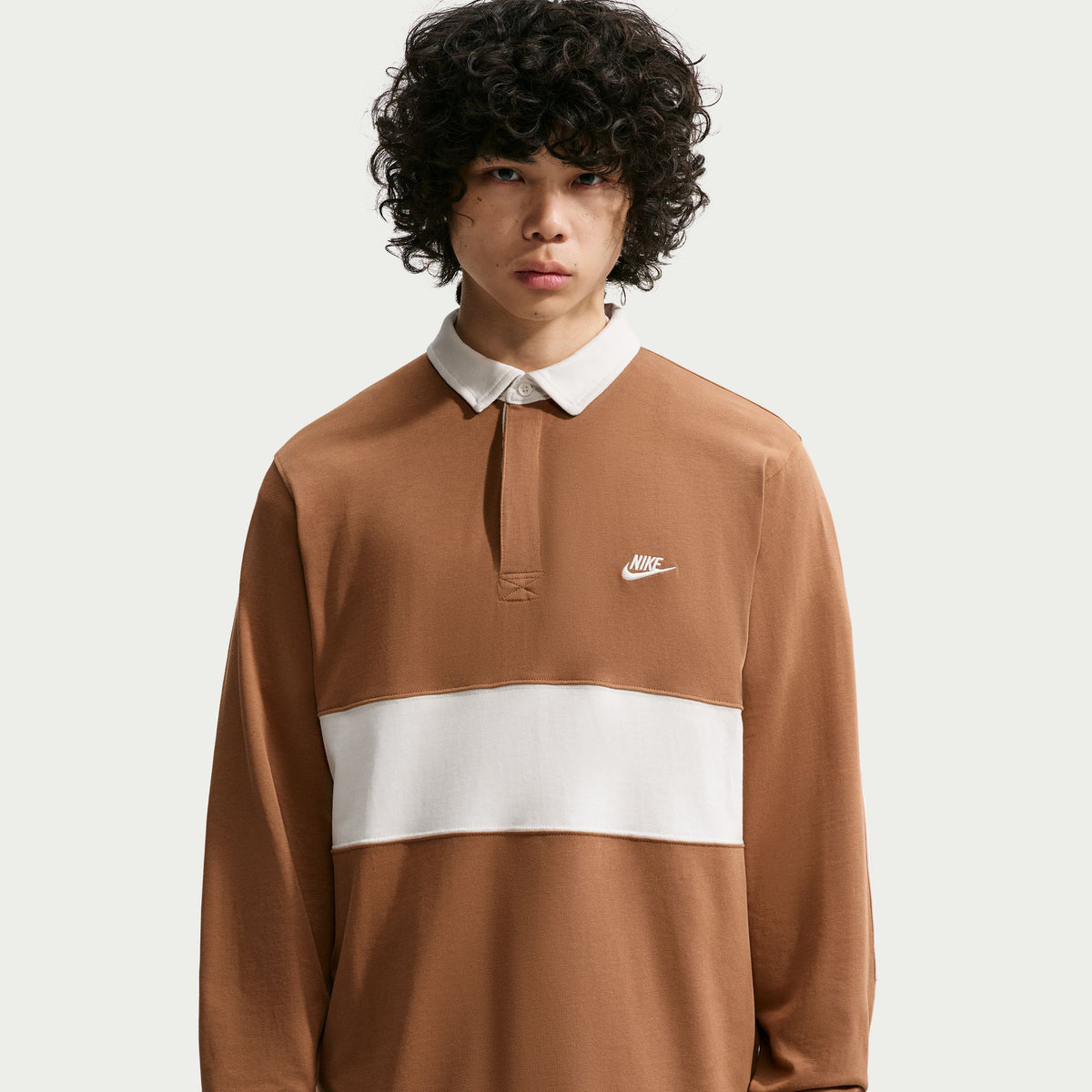 Nike Club Long Sleeve Rugby Erkek Kahverengi T-shirt