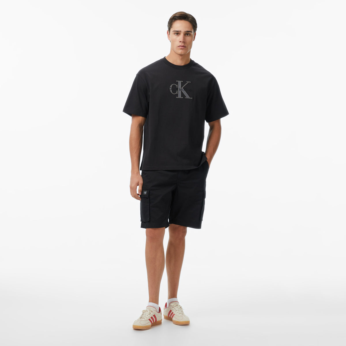 Calvin Klein 16s Elevated Monologo Erkek Siyah T-shirt