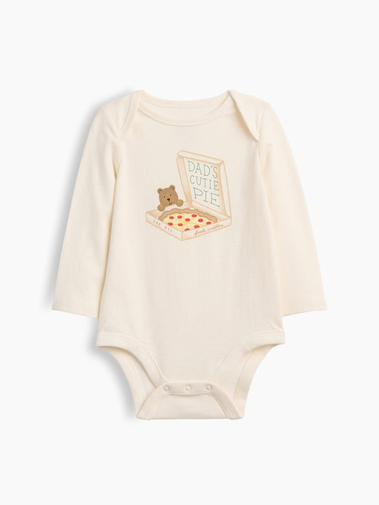 Krem First Favorites Organik Pamuk Grafik Baskılı Bodysuit