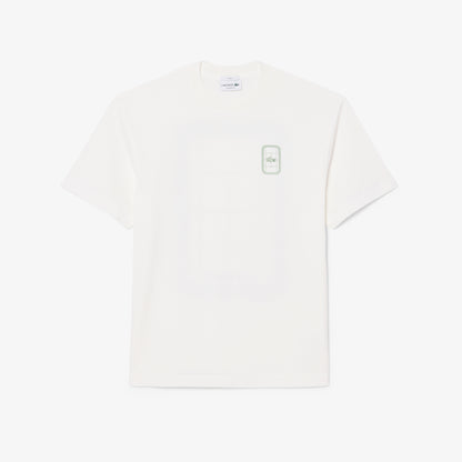 Lacoste Unisex Classic Fit Bisiklet Yaka Baskılı Beyaz T-shirt