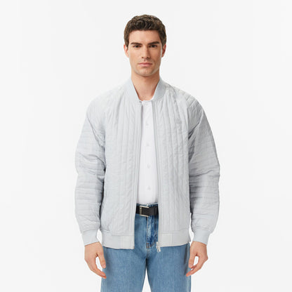 Lacoste Erkek Relaxed Fit Fermuarlı Gri Bomber Ceket