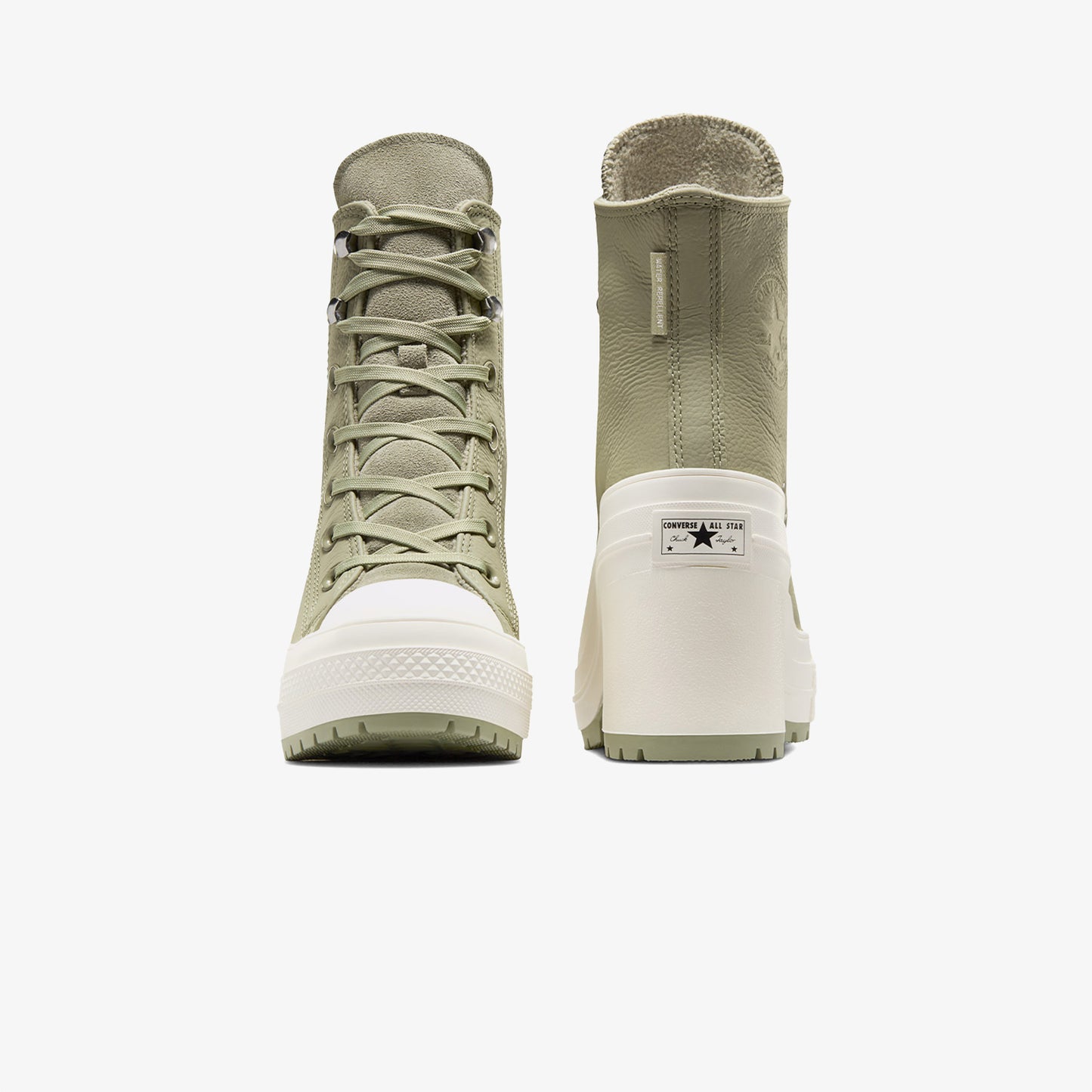 Converse Chuck 70 De Luxe Heel Unisex Haki Deri Platform Sneaker