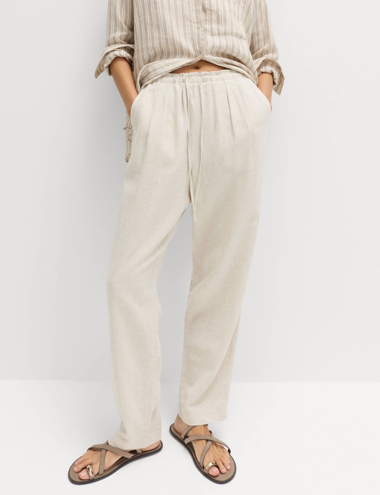Keten Karışımlı Tapered Pantolon