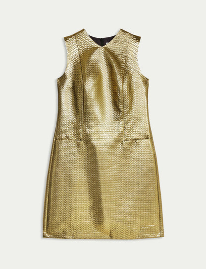 Jaeger Metalik V Yaka Mini Elbise
