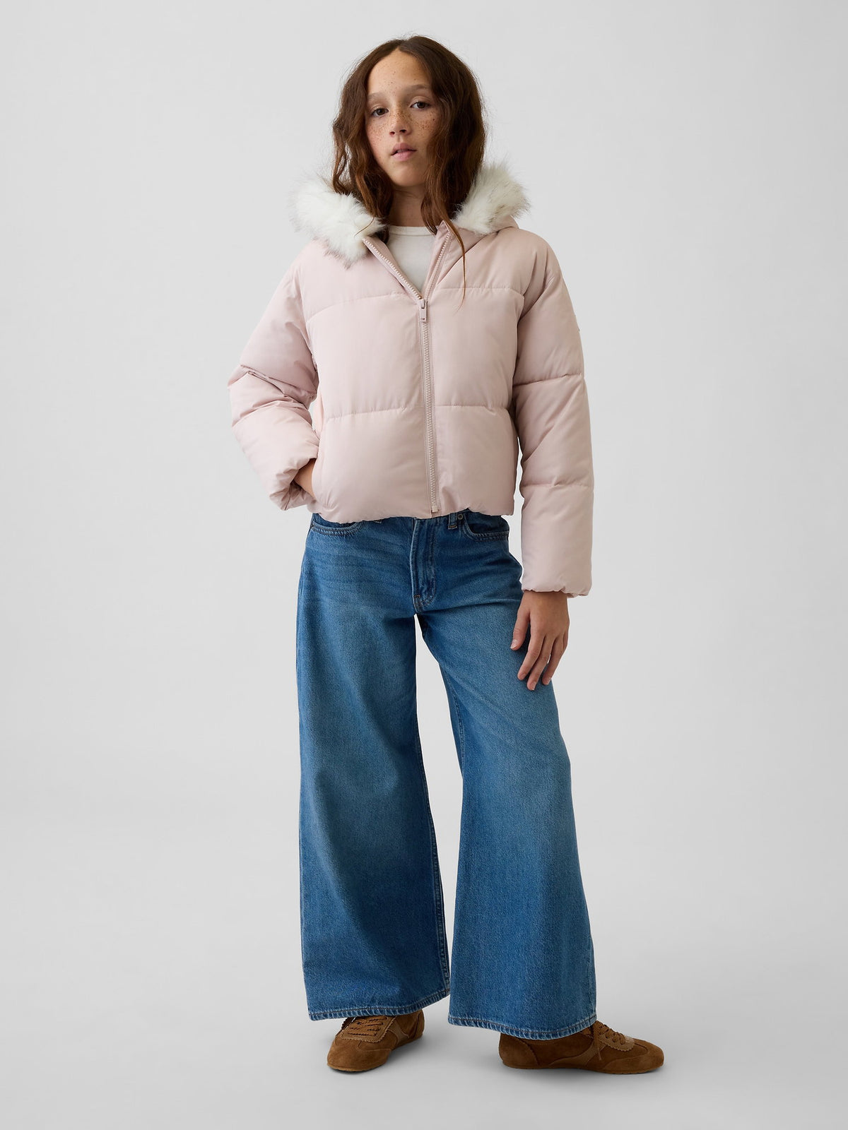 Açık Pembe Relaxed Puffer Şişme Mont