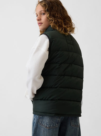 Koyu Yeşil Recycled Lightweight Puffer Şişme Yelek
