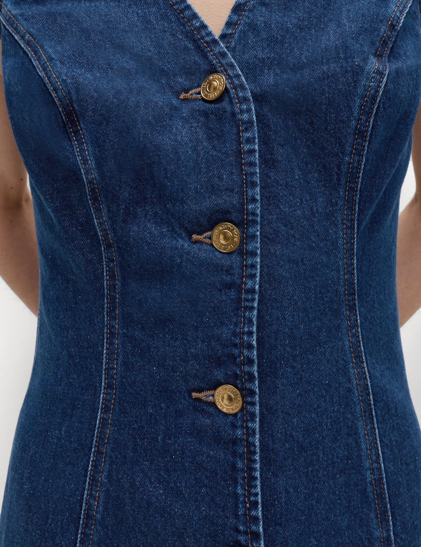 Pamuklu Denim Midi Elbise