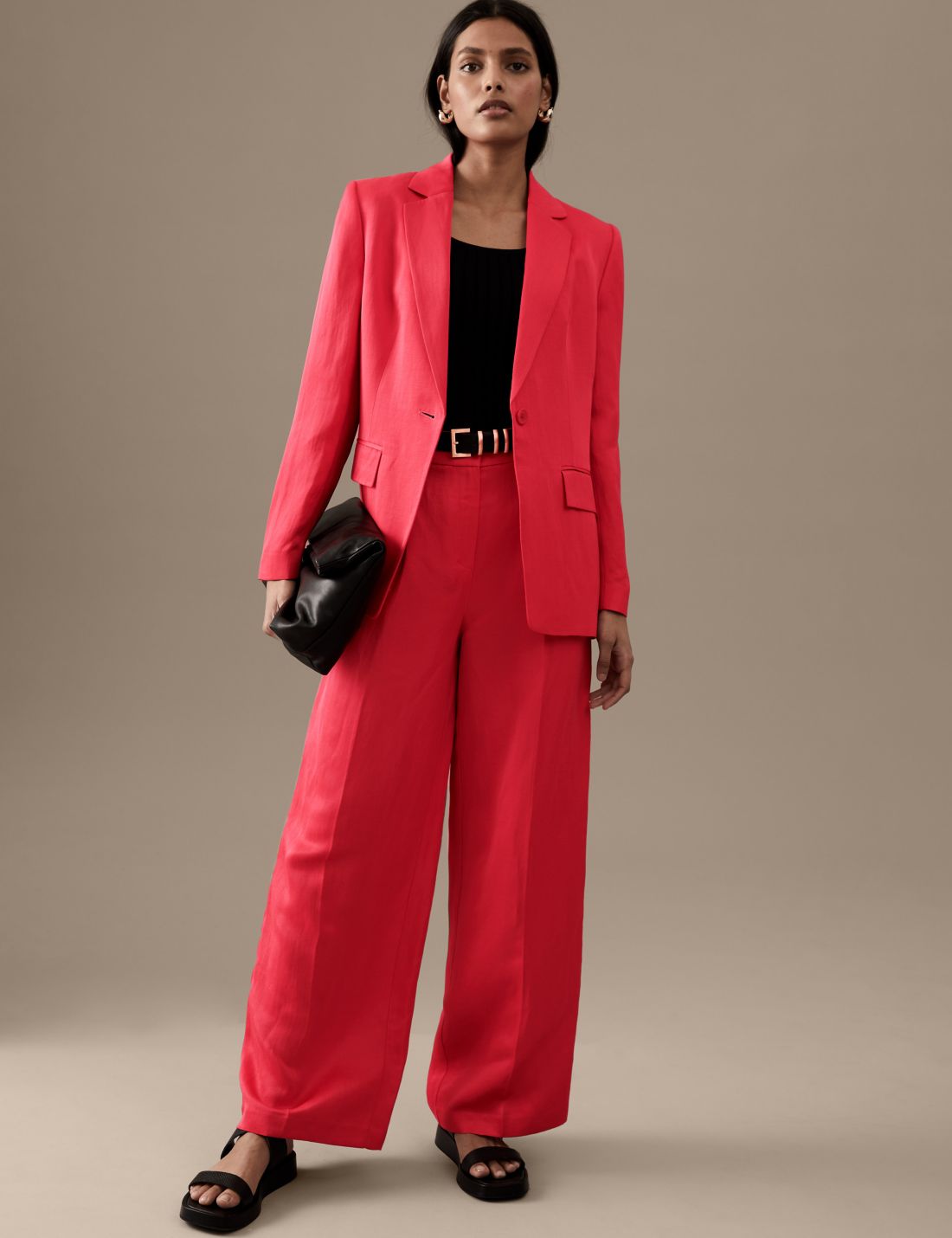 Wide Leg Keten Pantolon