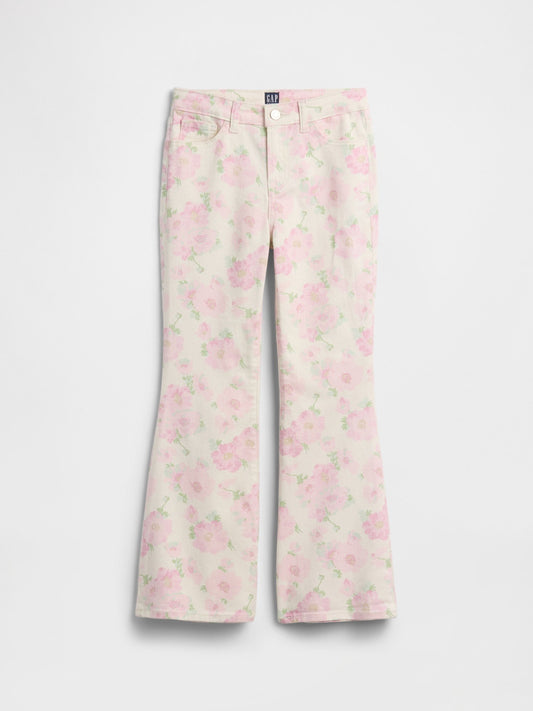 Pembe Kids High Rise Baskılı '70s Flare Jean Pantolon